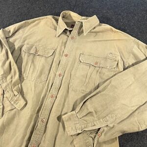 Cotler Button Down Shirt Mens XL Tan Long Sleeve Utility Workwear Vintage 90s